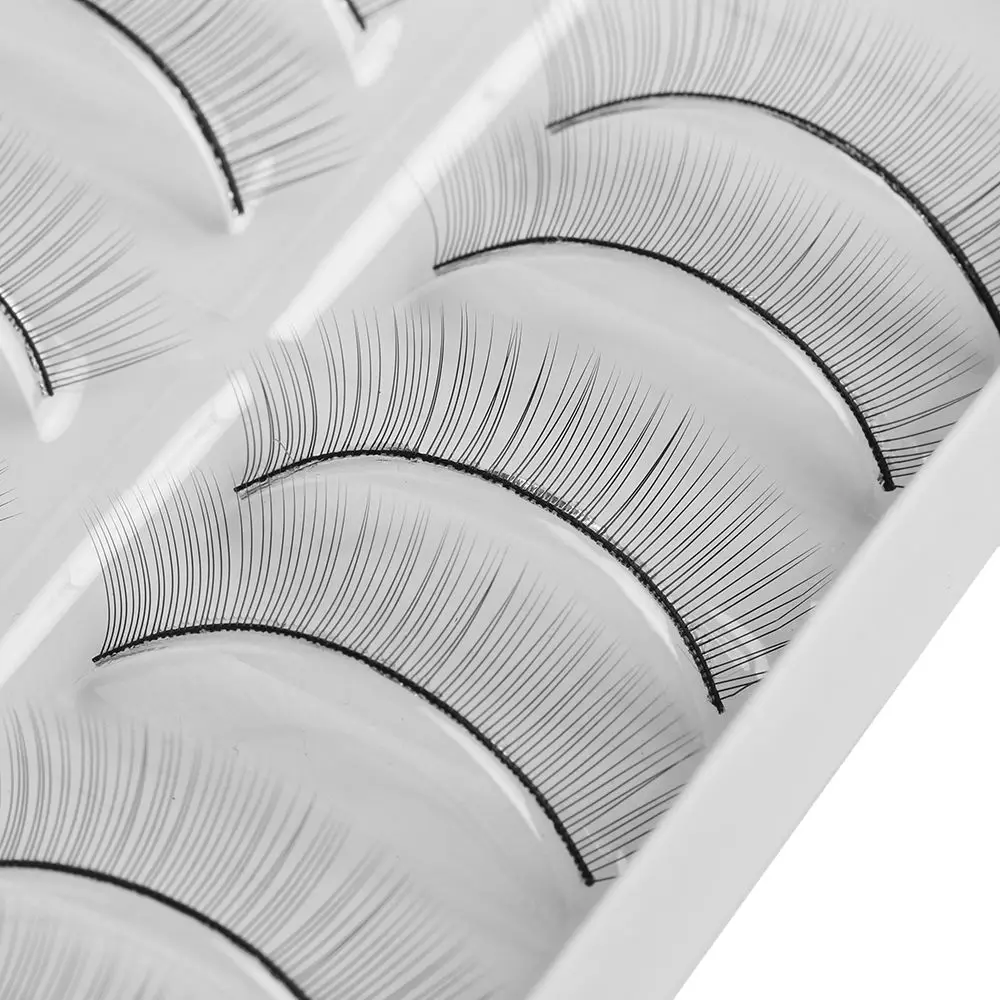 SKONHED 10 Pairs Natural Handmade Think Makeup Practice Extension Tools False Eyelashes Training Lashes