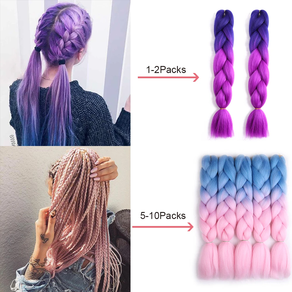 Extensiones de Cabello sintético con trenzas Jumbo para mujer, extensiones de cabello trenzado ombré, Kanekalon Hair Expo City, 24 ", 100g