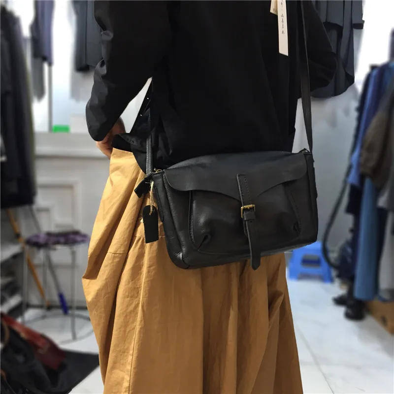 Retro Women Crossbody Bags Natural Real Leather Shoulder Bag Female Solid Casual Daily Messenger Bags Satchel Designer Handbags