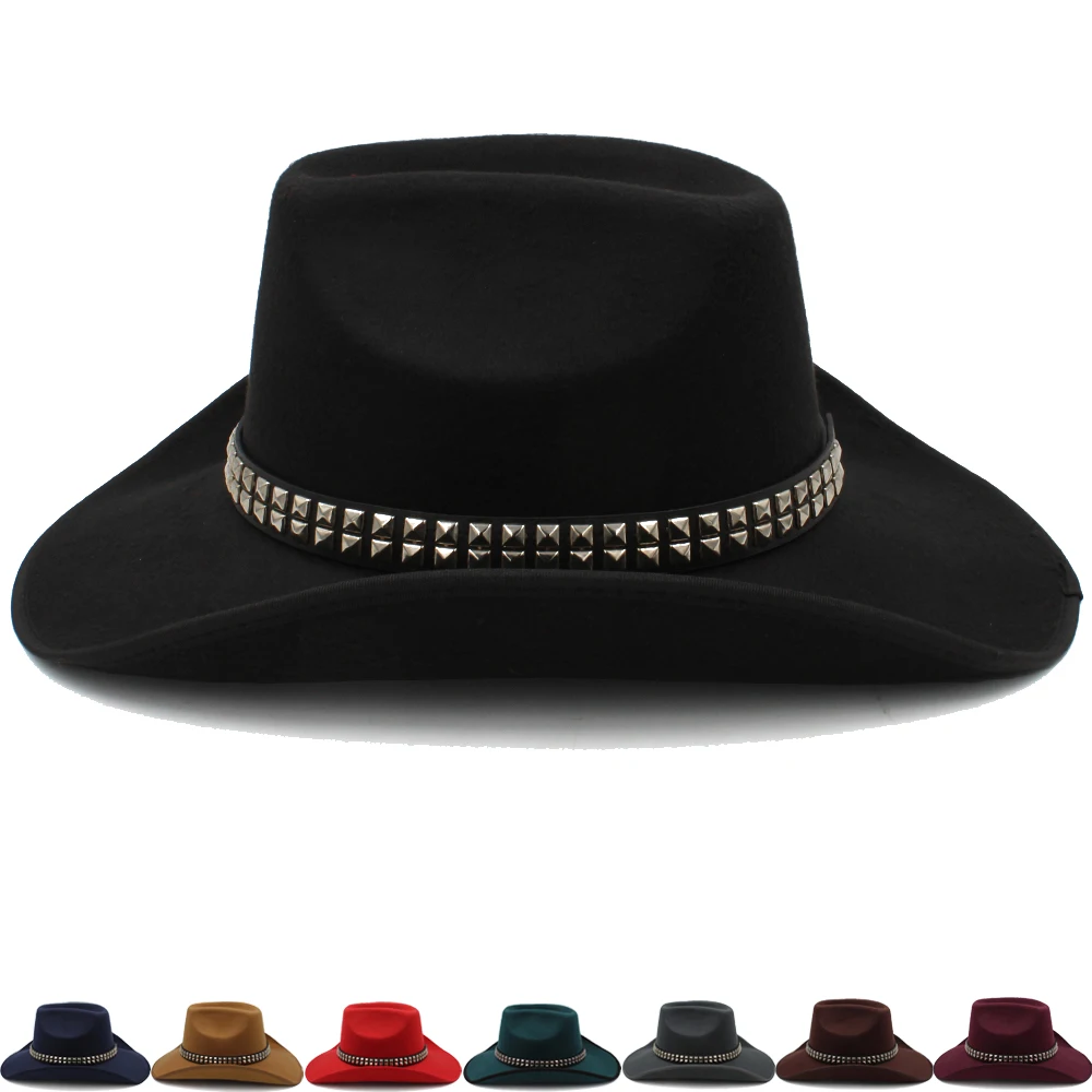 

Men Women Western Cowboy Hats Wide Brim Panama Sunhats Fedora Caps Trilby Jazz Sombrero Outdoor Travel Party Size US 7 1/4 UK L