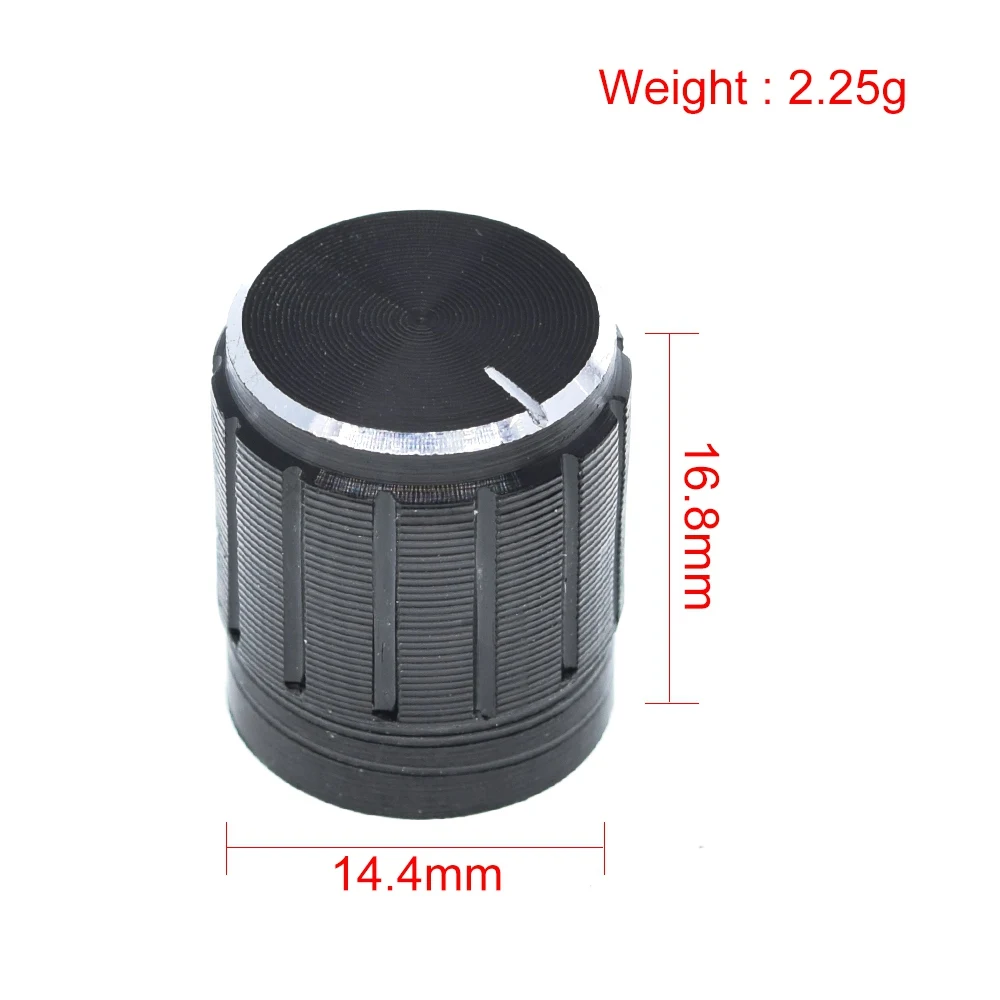 TZT 10/30 Stück 15*17mm Aluminiumlegierung Potentiometerknopf Drehknopf Lautstärkeregler Schwarz für DIY – Detail 2