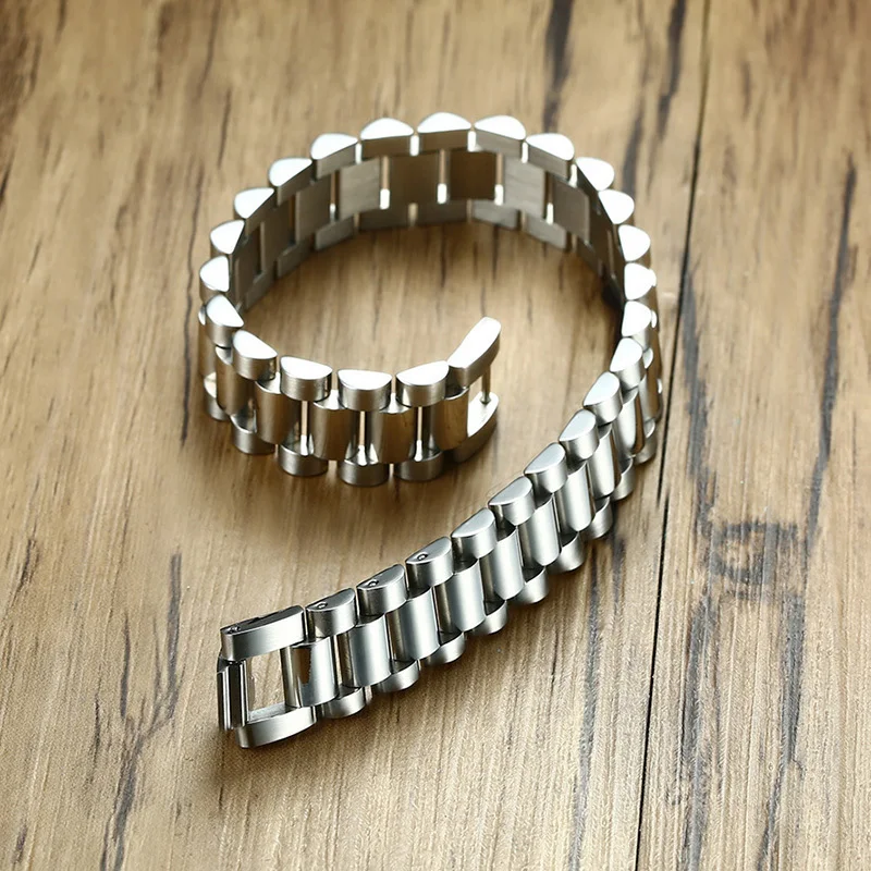 Gent Präsident Armband Edelstahl Uhr Band Armband für Männer Watchlink Armbänder Schmuck Goldene 15MM Breite 8,8 Zoll – Detail 4