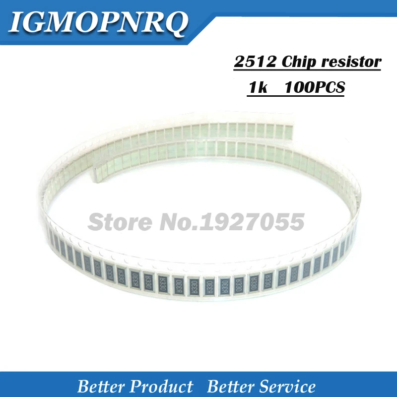 50PCS Chip resistor 2512  5% 1K ohm 1W 102 SMD Resistor 1k 5% 1w 2512 new