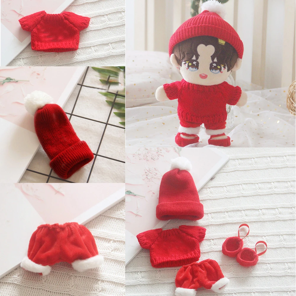 Lucky Cat Red Sweater New Year Festive Pants Set For 20cm Korea EXO Doll Clothes Doll Accessories Children's Christmas Gifts