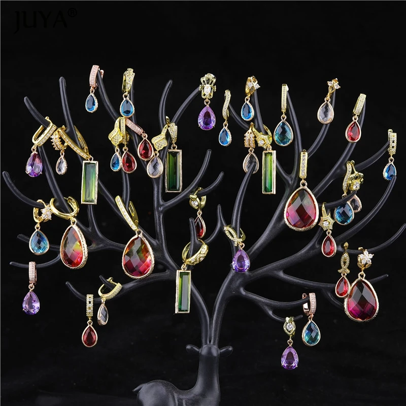Juya Jewelry diy Accessories Zircon Crystal Charms Pendants for Earrings Necklace Making Supplies Women Jewelry Materials