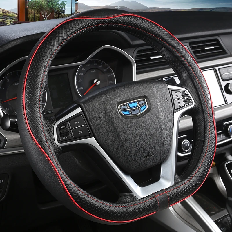 D Type Car Steering Wheel Cover Wrap For Geely Atlas 2016 - 2021 Coolray I 2020 2021 Emgrand 7 2018 - 2021 Emgrand GT 2015- 2021