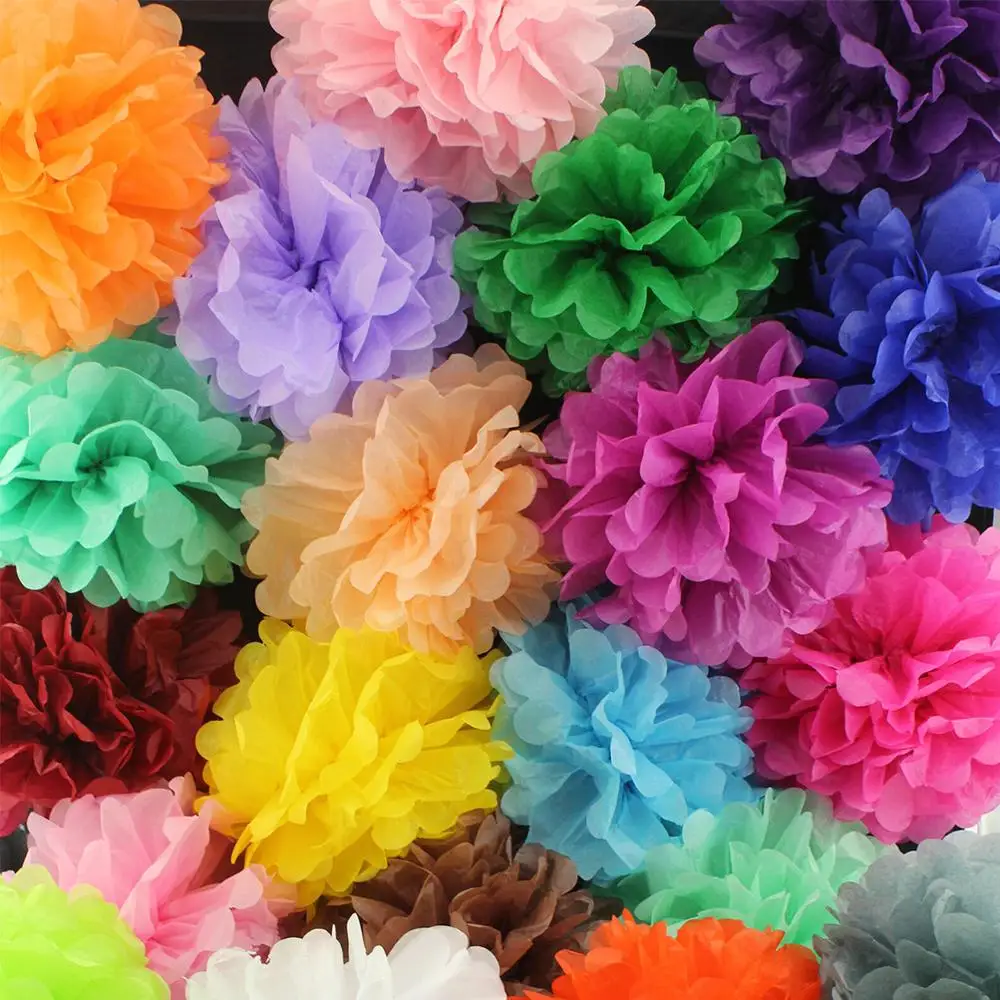 42 colors Paper Flower Tissue Pom Poms Indoor Party Diy Hanging Paper Pom-poms Flower Ball Wedding Party Outdoor Decoration