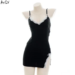 AniLV Women Spaghetti Strap Lace Dress Nightdress Costume Sexy Backless Swimsuit Uniform Pool Party Cosplay