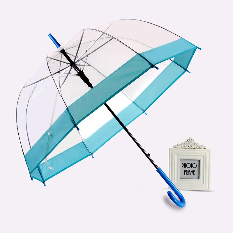 Transparent Mushroom Shape Unbrellas Apollo Umbrellas Maple Leaf Green Leaves Pattern Rainproof Windproof Long-Handle Umbrella