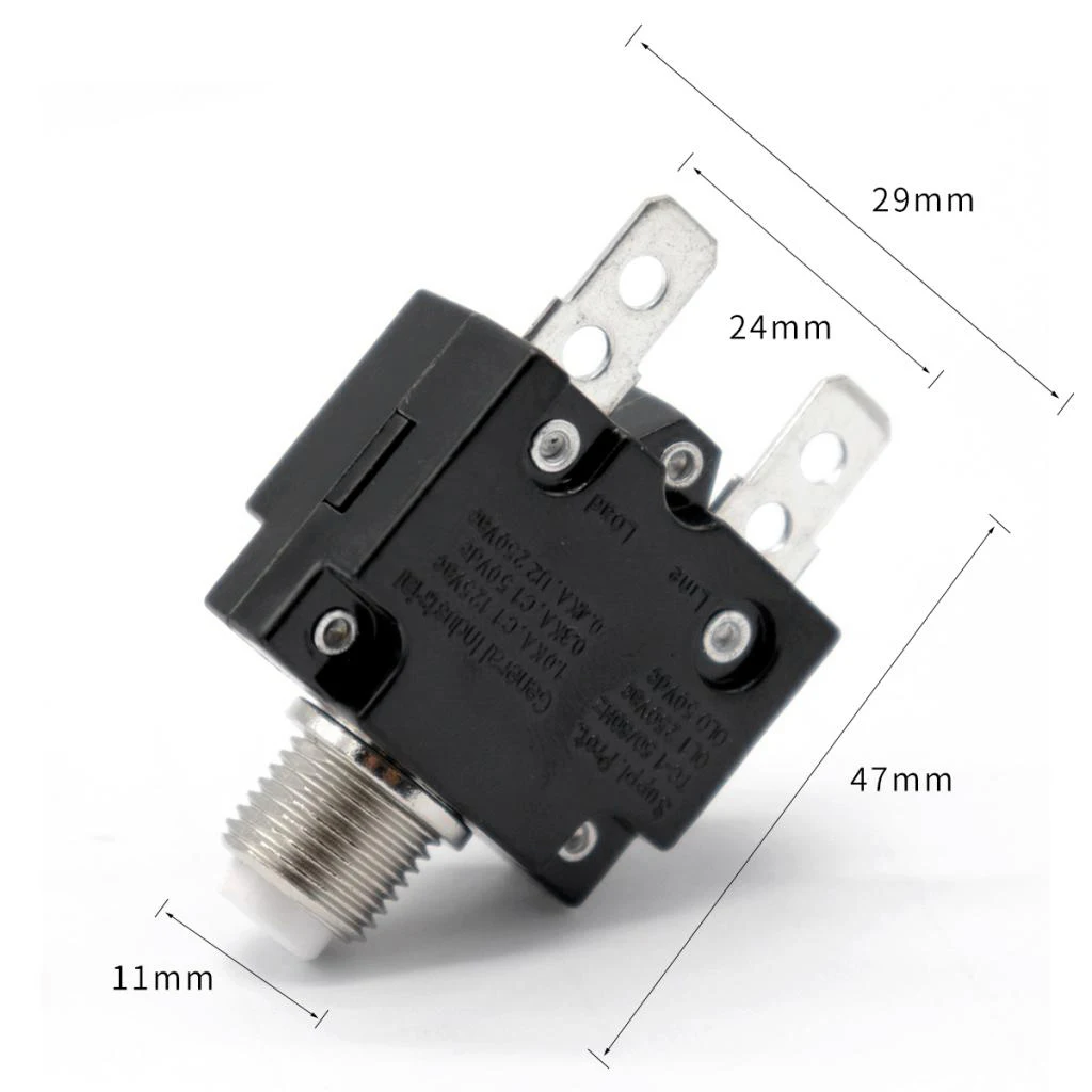 20 Amp Thermal Overload Protector, DC50V Push Reset Button Circuit Breaker with Black Button Cap