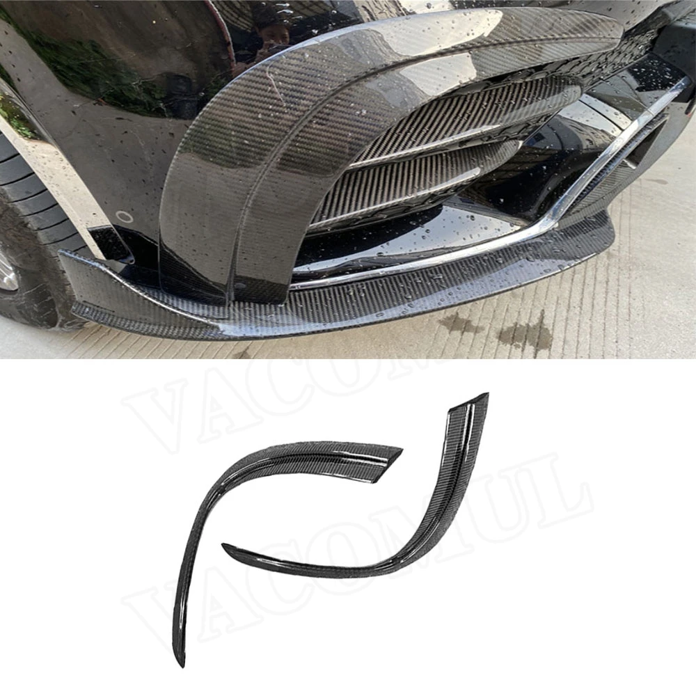 

2pcs Dry Carbon Fiber Front Fog Lamp Fin Splitters Air Vents Trim Canards for Mercedes Benz GLE Class W167 GLE53 AMG SUV 2020 UP