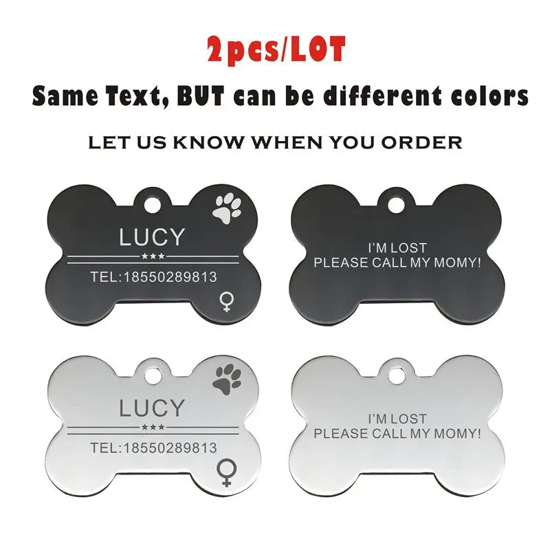Personalized Pet ID Tag for Dog, Cat Nameplate, Address Number, Aluminum Collar Accessories, Free Engraving, 38mm
