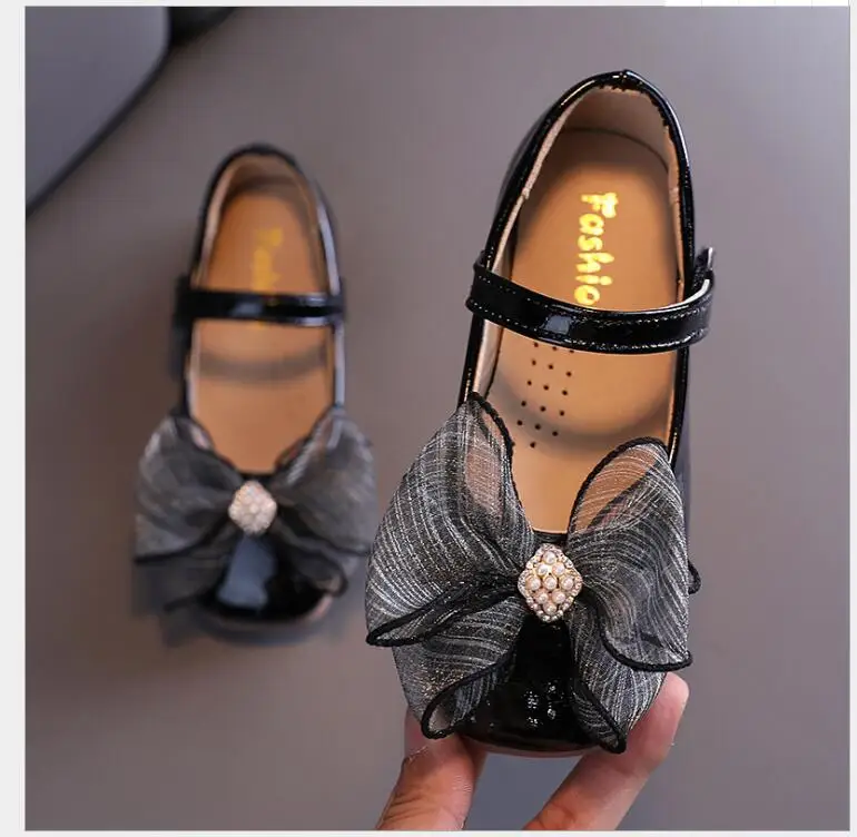 

Fashion Girls Shoes Patent Leather Princess Shoes Big Bow Rhinestone Party For Kids Dress Shoes Autumn Spring Child Baby