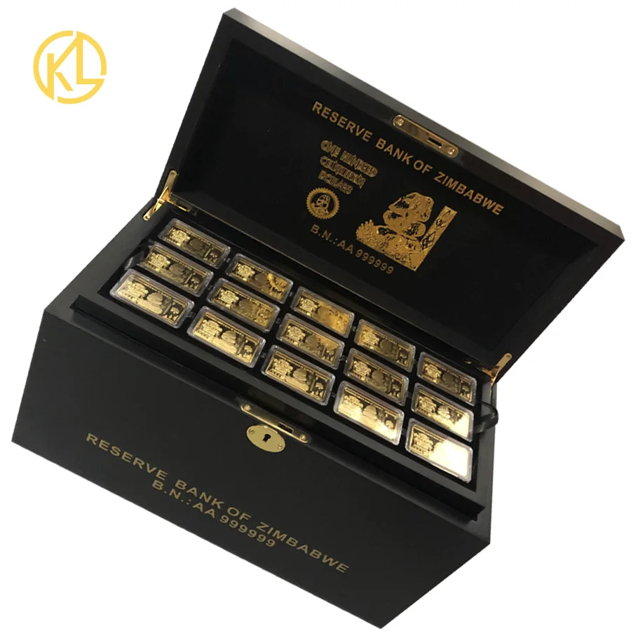 

270pcs Zimbabwe Bar Gold plated One Hundred Quintillion Dollars With Nice Box and Certificates for nice collection