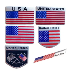 USA Flag United States Thin Aluminium Label Emblem Chrome Car Styling Sticker America Shield for Ford Buick Land Rover