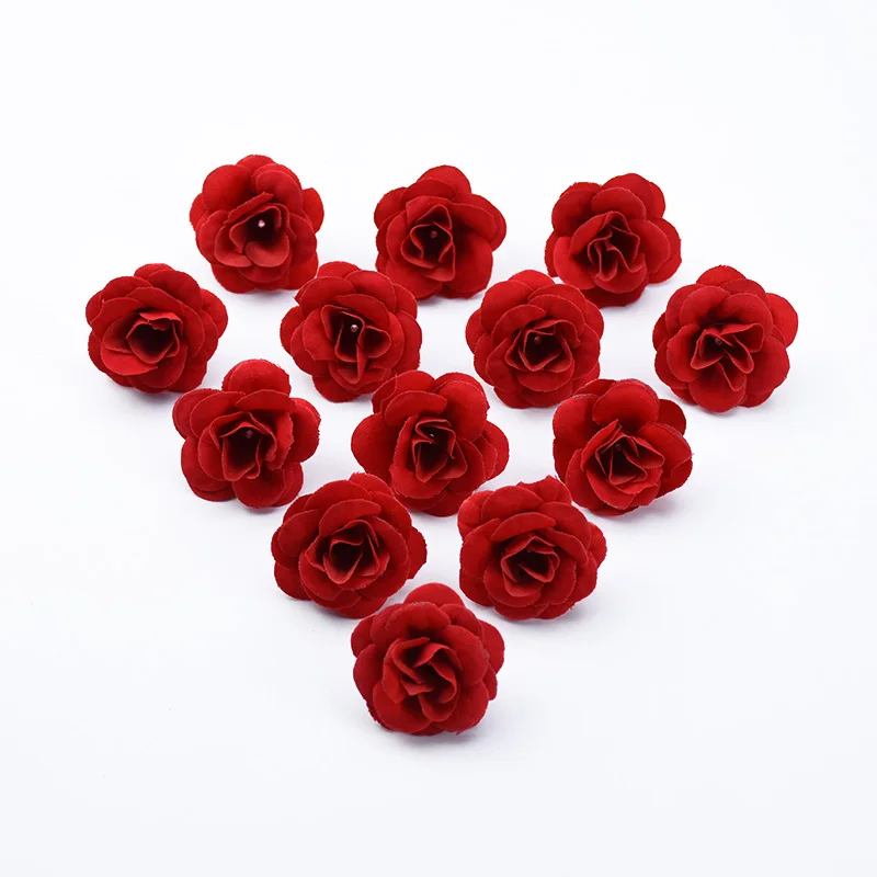 10pcs Silk red roses head christmas decor for home scrapbook wedding bridal accessories clearance diy gifts Artificial flowers