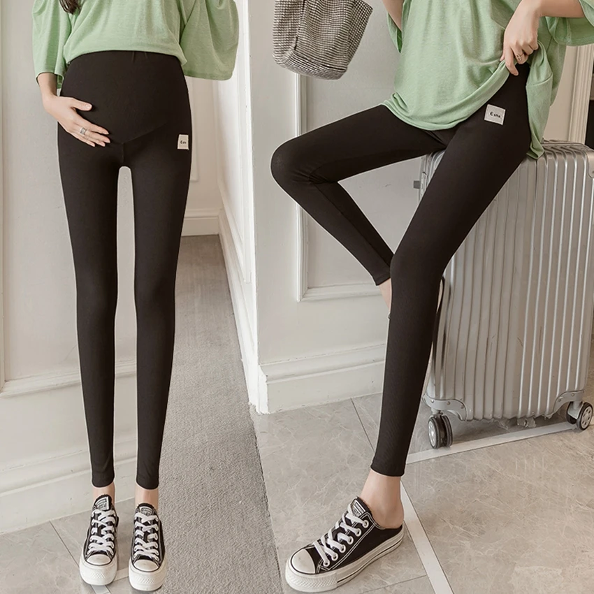 

Pregnant women's leggings spring and autumn models thickened small pits pregnant women belly lift pants leggings foot pants