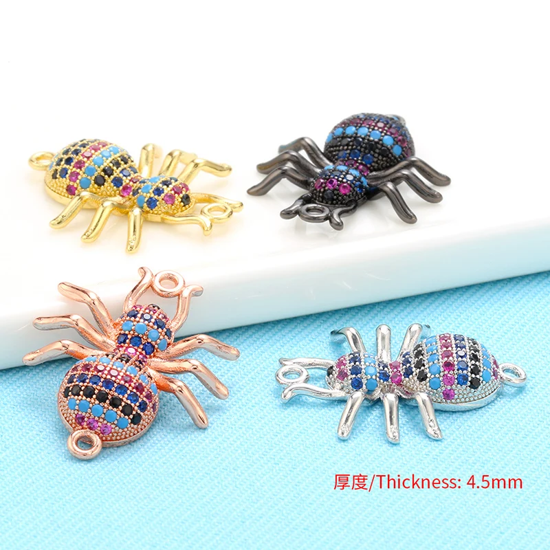 ZHUKOU 19x23mm spider animal bracelet connector for women handmade DIY bracelet jewelry Accessories making findings model: VS444