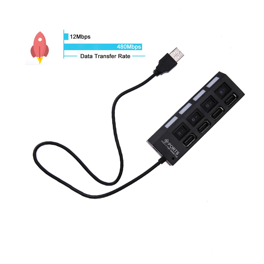 محور USB مع محول طاقة للكمبيوتر ، متعدد الخائن ، USB 2.0 ، 4 ، 7 منفذ متعدد المنافذ ، ملحقات الكمبيوتر