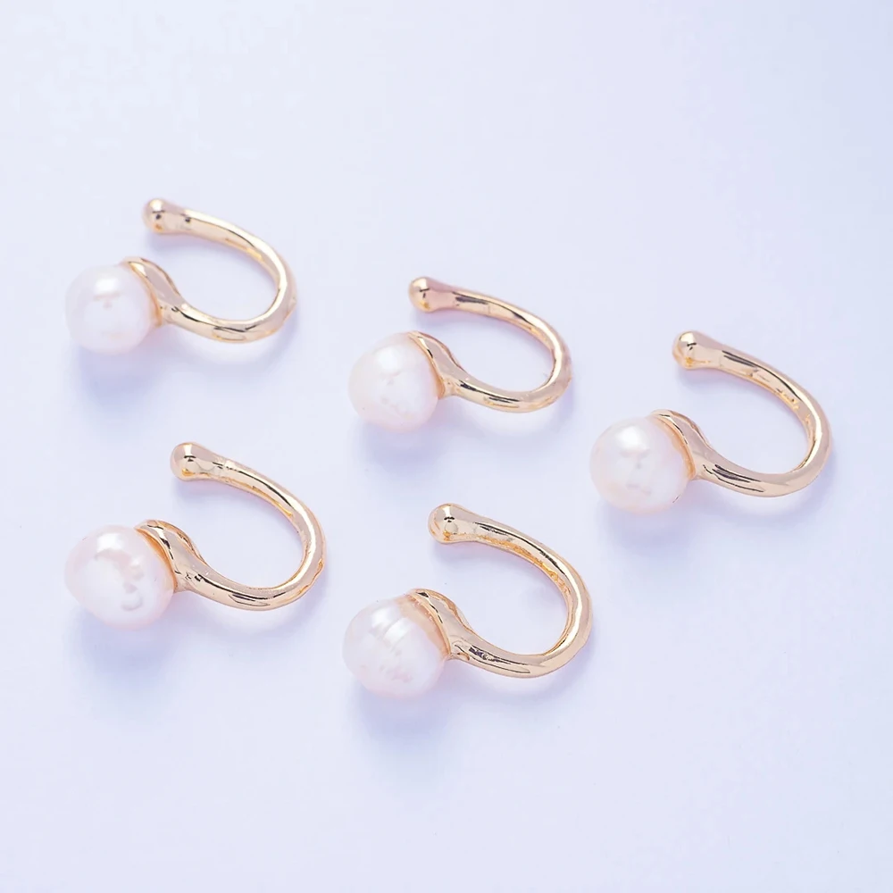 Boho Trendy Pearls Ear Cuff Earring For Women Girls Fashion Rainbow Cubic Zirconia Stones Small Clip Earring Bohemia Ear Jewelry