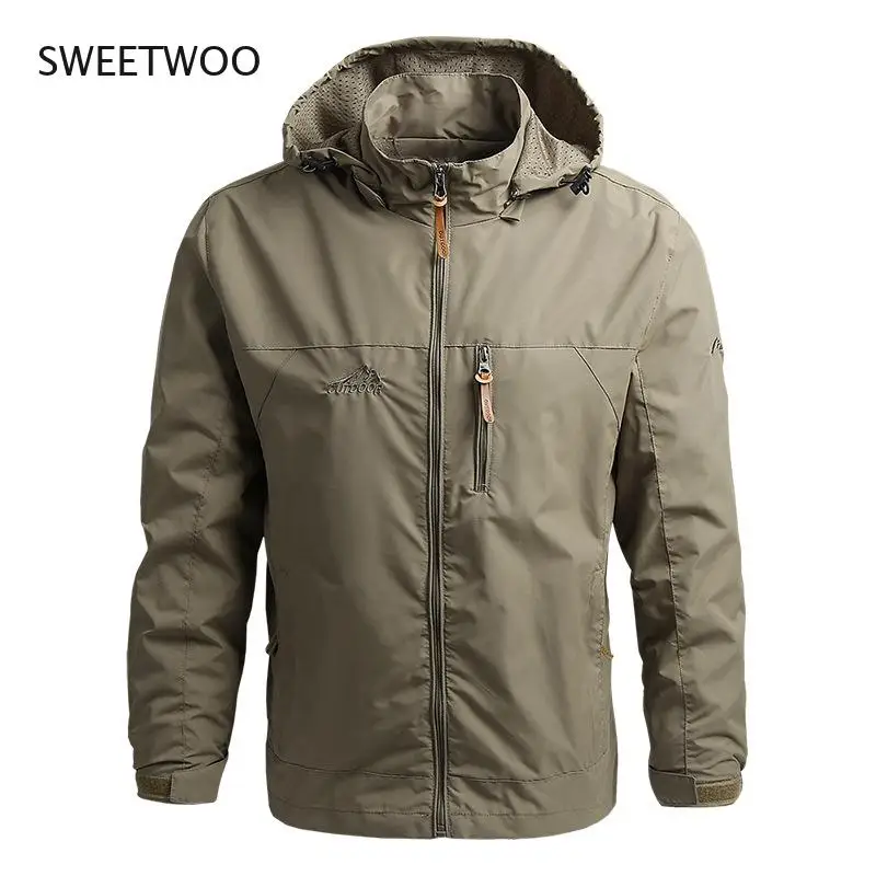 Men Waterproof Jackets Hooded Coats Male Outdoor Outwears Windbreaker Windproof Spring Autumn Jacket Fashion Clothing Coat