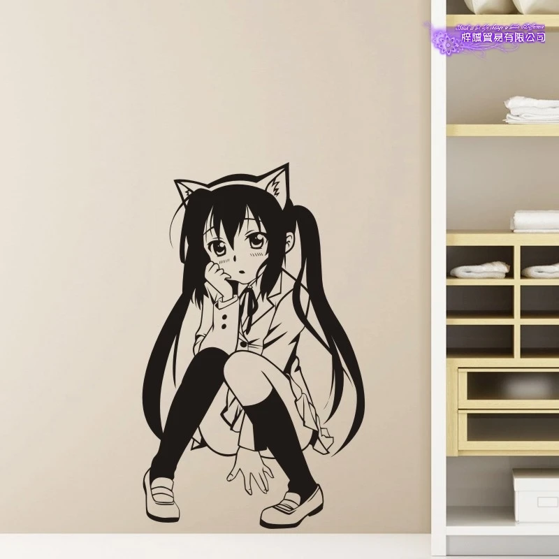 Catalpa meow Light tone girl K-ON Wall Decal Vinyl Wall Stickers Decal Decor Home Decorative Decoration Anime K-ON Car Sticker