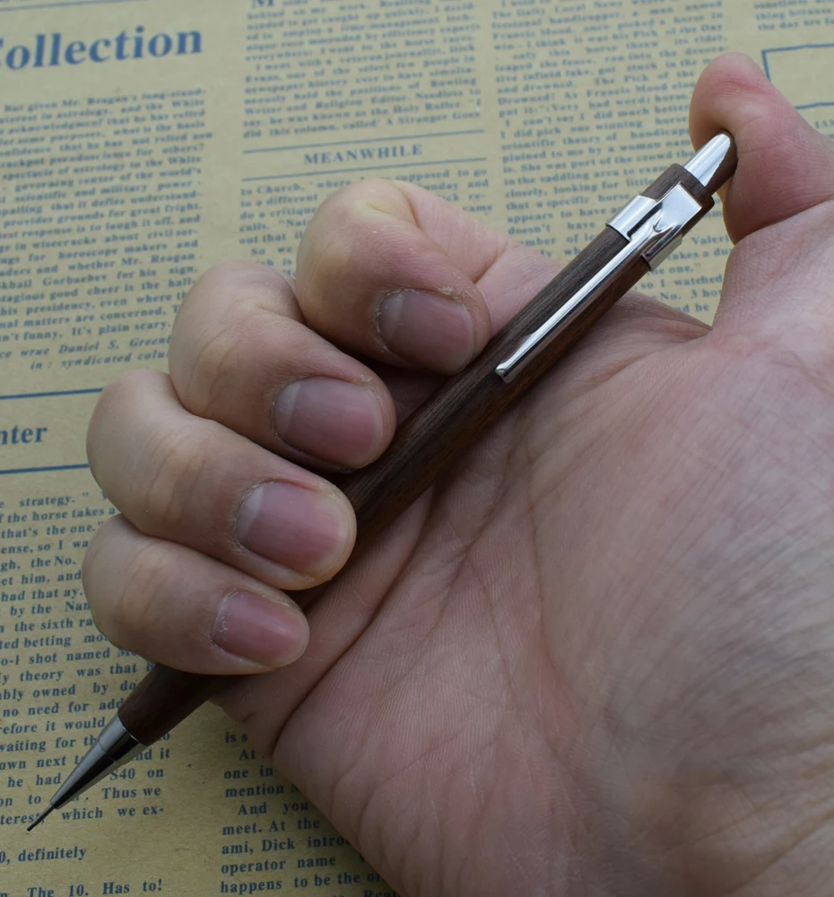 Holz-Druckbleistift, 0,5 mm, automatischer Stift für Büro, Schule, Natur, Walnussholz, Zeichnen, Schreiben, traditionelles chinesisches Briefpapier – Detail 1