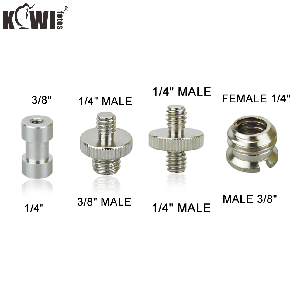 

Durable Male to Female Screw Adapter 1/4" 3/8" Mount Set Thread Screw Adapters Convert for Camera Tripod Light Stand Holder