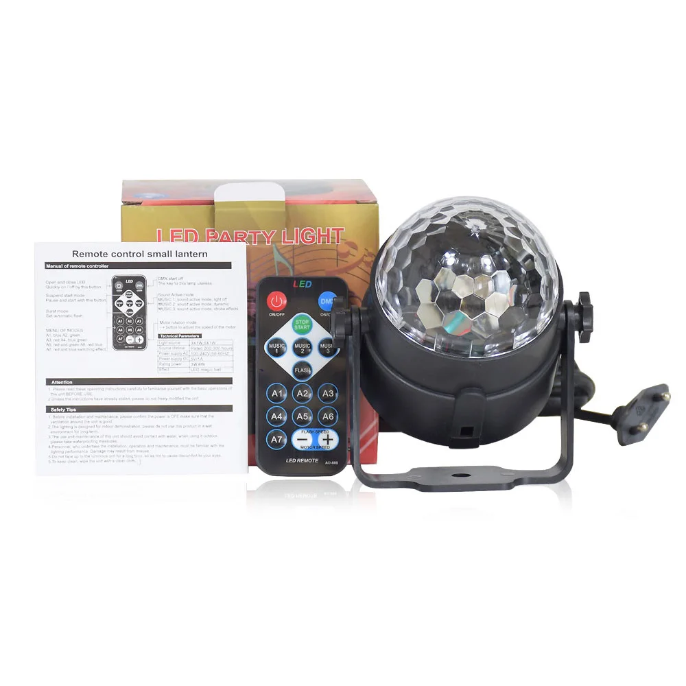 Mini RGB LED Crystal Magic Ball Stage Effect Lighting Lamp Bulb Party Disco Club DJ Light Laser Show