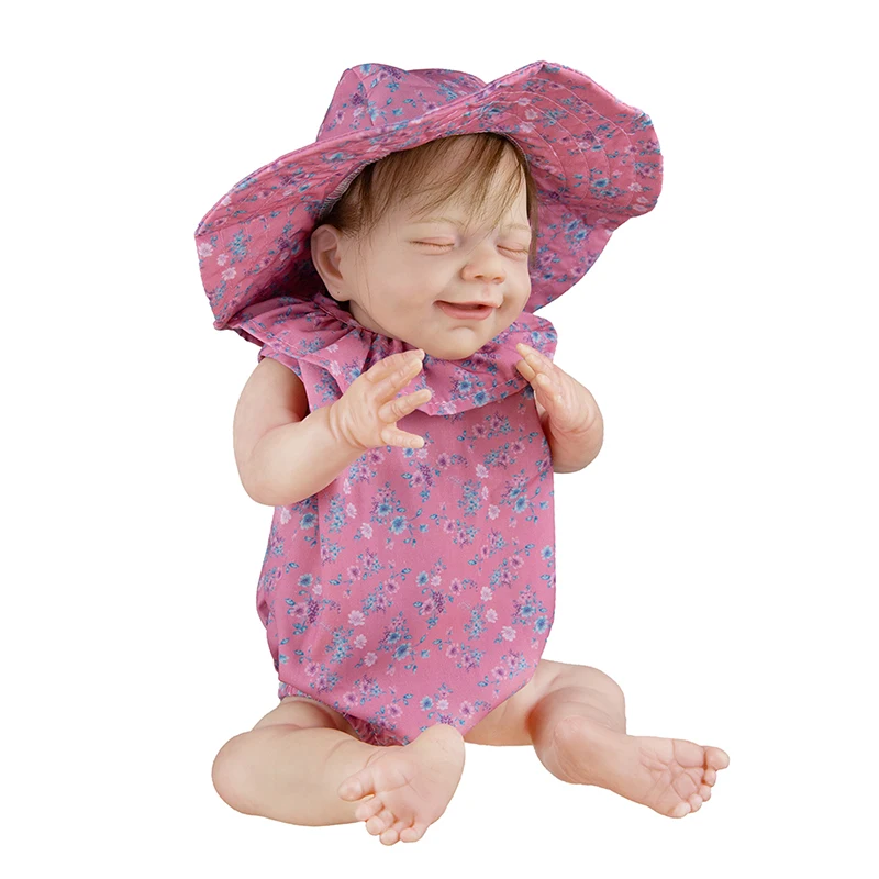 

48CM Smiling Baby Reborn Baby Dolls Lifelike Cloth Body/FUll silicone Fiber Hair Bonecas Reborn Bebe Doll Toys Kid Gift