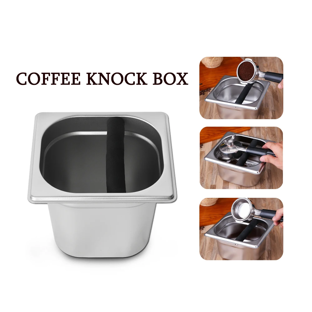 Stainless Steel Coffee Knocking Box Espresso Barrel Coffee Powder Slag Grind Bucket Portafilter Tapping Container