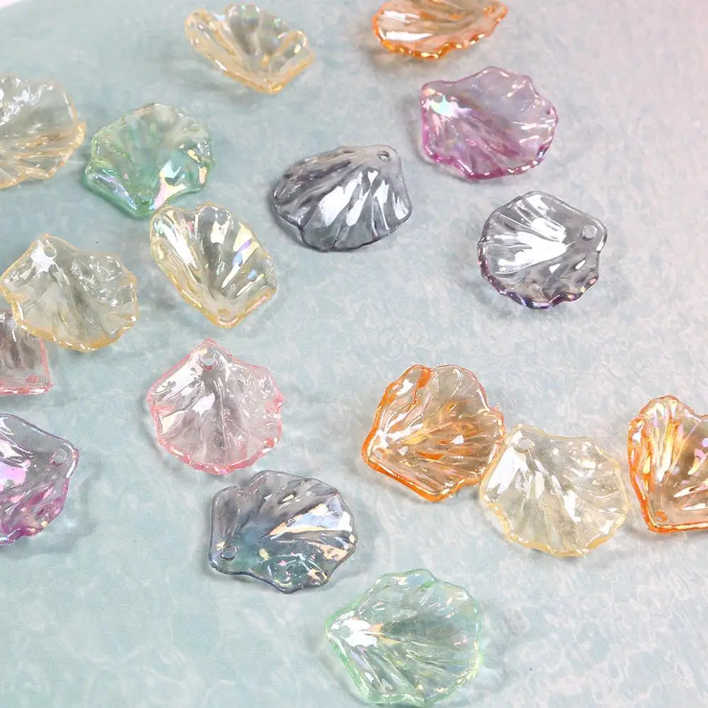 20pcs Transparent Imitation Pearls Acrylic Beads Petals Leaves Piece Charm for DIY Necklace Earrings Pendant Jewelry Making