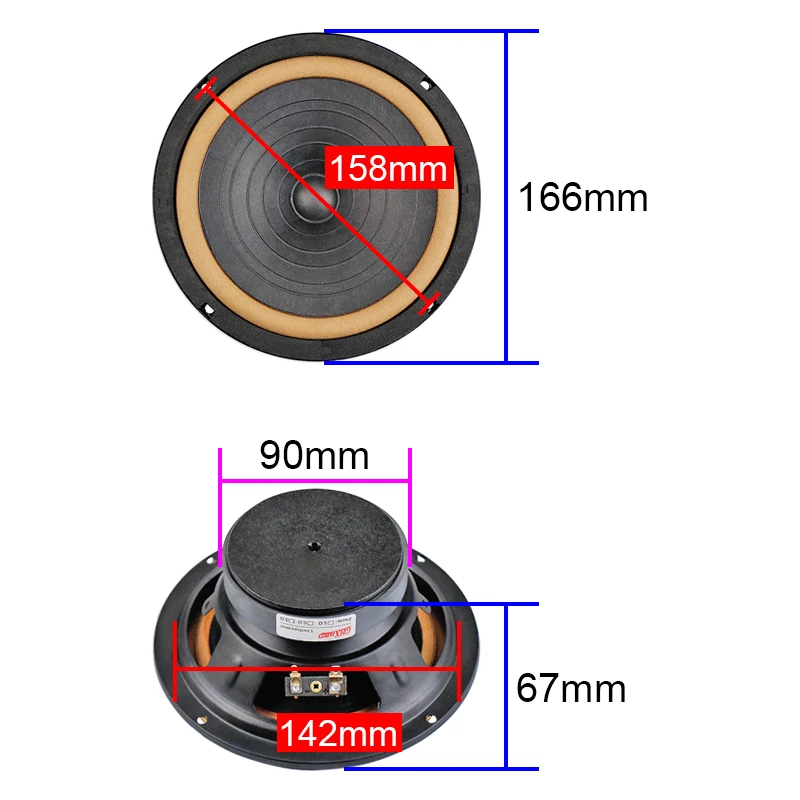 1PCS HiFi 6.5 Polegada 166mm Full Range Speaker Treble Mid Bass 4Ohm 12W Para Amplificadores De Tubo Do Carro Bookself Vocal Instrumentos Musicais