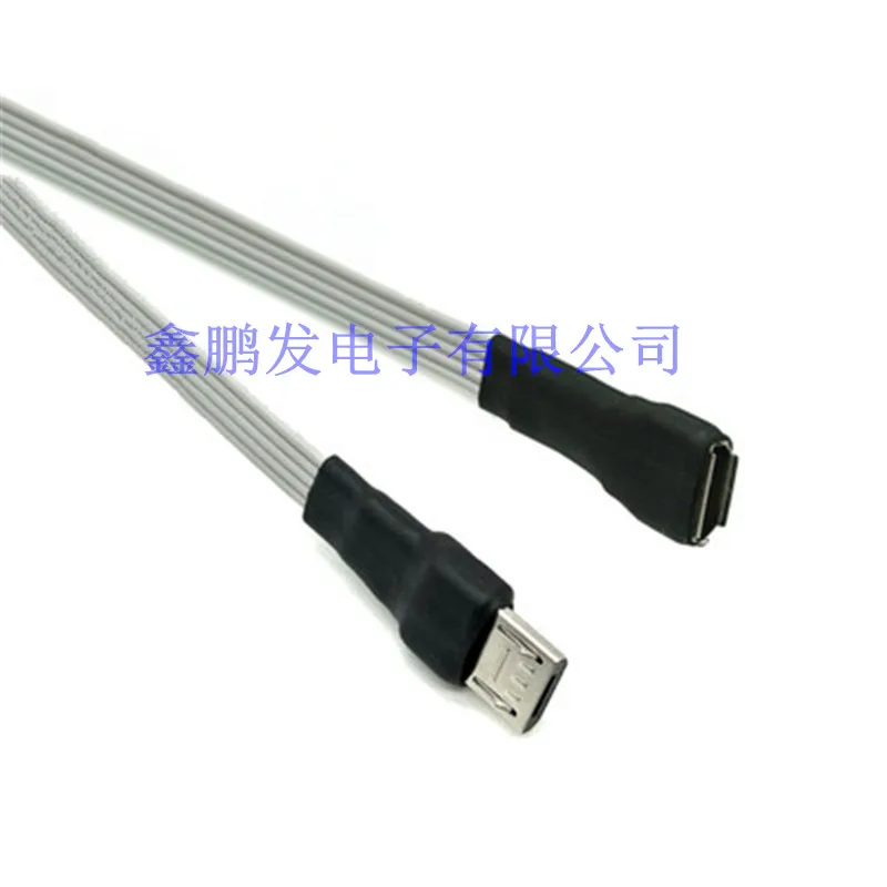 Micro USB 5pin Flat Cable Micro USB 2.0 Male Connector to Micro USB 2.0 Male & Female Extension Cable 0.1m/0.2m/0.3m/0.5m/1m/2m