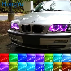 Headlight Multi-color RGB LED Angel Eyes  Ring Eye DRL RF Remote Control for BMW E36 E38 E39 E46 projector 4x131 Accessories