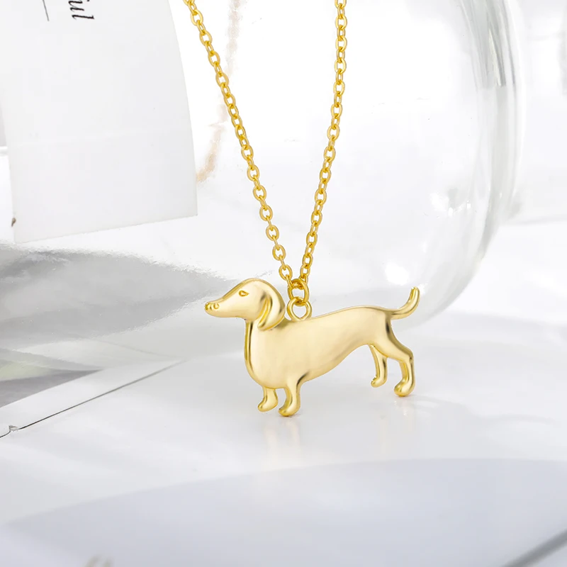 Dachshund Necklace For Women Stainless Steel Sausage Dog Shape Pendant Gold Color Animal Dog Chain Necklace Aesthetic Jewerly