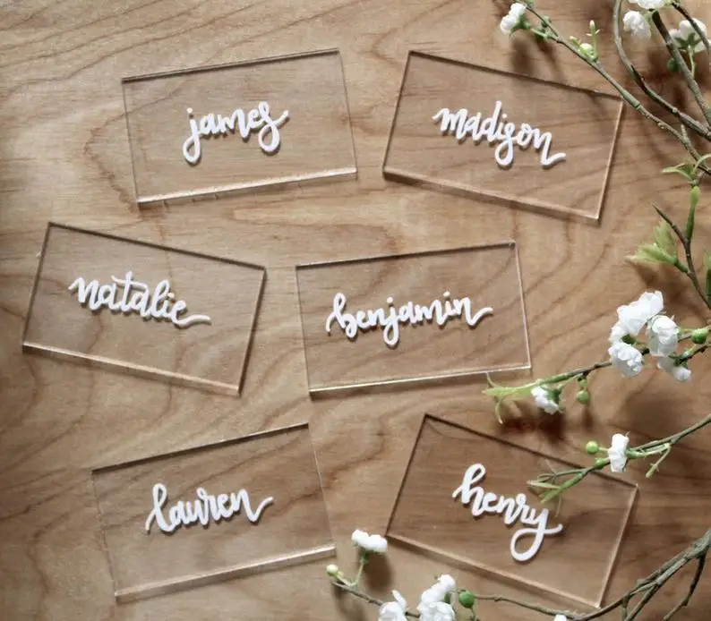 

Acrylic Place Cards | Modern Wedding Decor | Custom Calligraphy | Custom Place Card