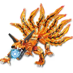 Naruto Bijuu Strongest Kyuubi Kurama Nine Tailed Foxs Building Blocks Kit Bricks Classic Cartoon Anime Movie Model Kid Toys Gift