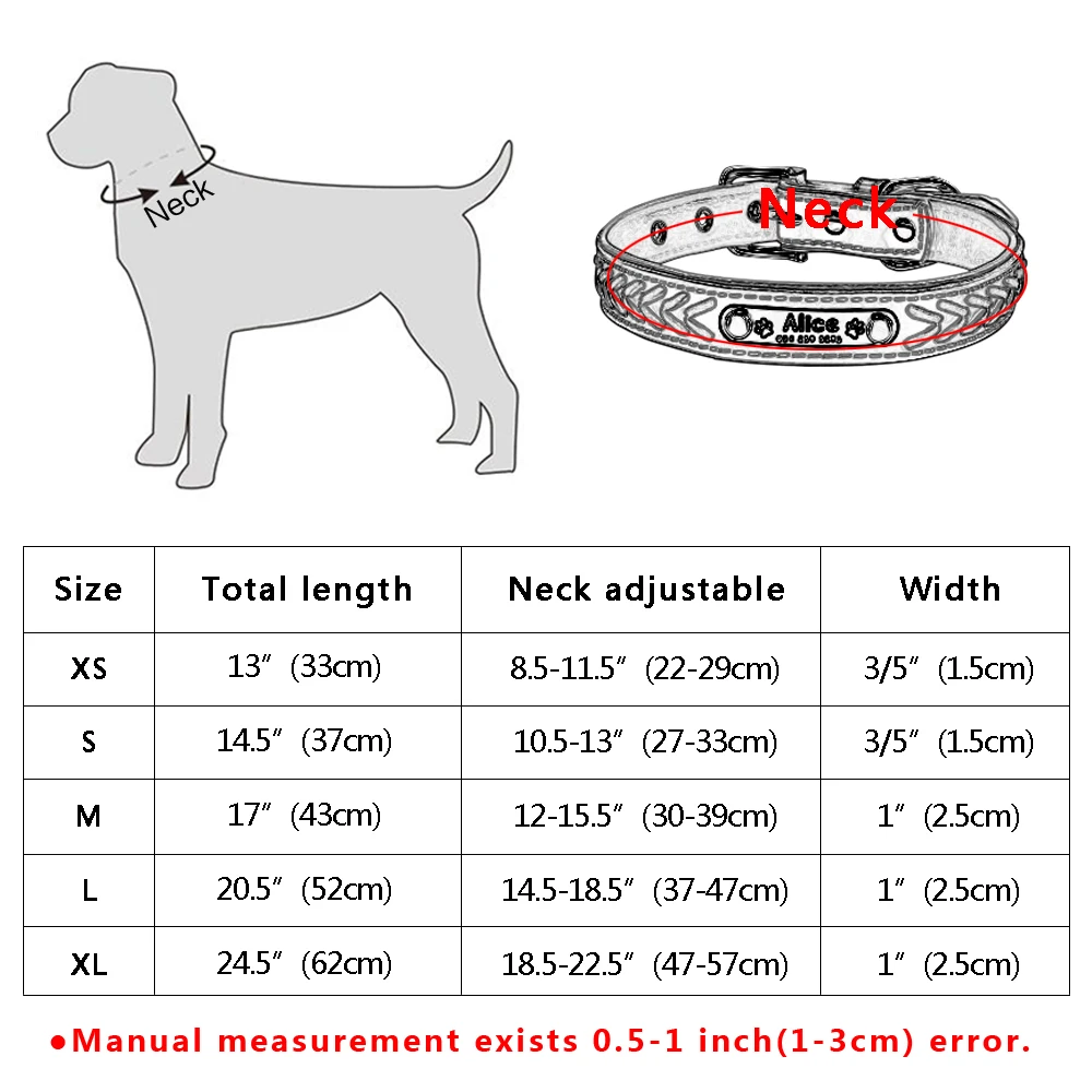 Custom Leather Dog Collar Braided Name Plated Dog Collars for Small Medium Large Dog Personalized Engraved On Collar Pet ID Tags - view 6