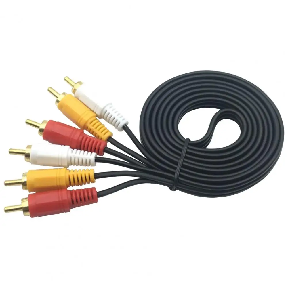 AV Audio Cable Stable Transmission High Fidelity Plug Play 3RCA to 3RCA Replaceable Audio AUX Cable for DVD