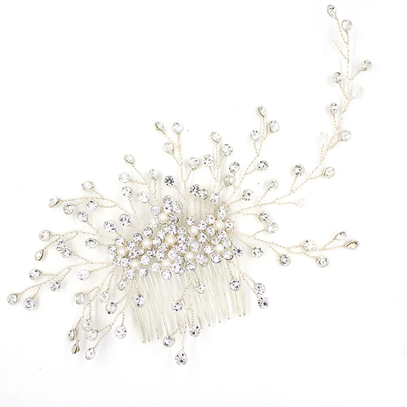 O833 High quality bridal pearl hair comb bridal accessory handmade rhinestone wedding crystal hair comb