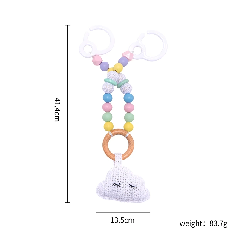 아기 장난감 나무 유모차 클립, 아기 모바일 유모차, 실리콘 구슬 구름 젖꼭지 체인, 실리콘 딸랑이 아기 나무 치발기