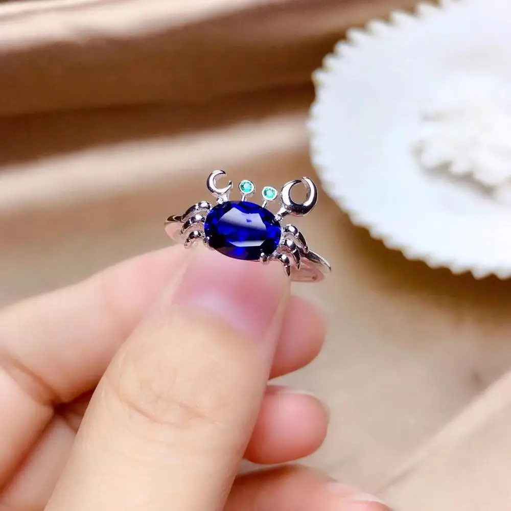 

crab style blue Sapphire ring pendant of necklace jewelry set fine jewelry lovely image natural gem 925 silver child girl gift