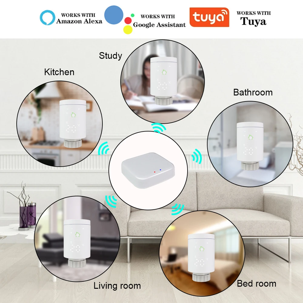 Wifi Zigbee Smart radiatore attuatore valvola termostato regolatore di temperatura programmabile controllo vocale Alexa Tuya IFTTT App