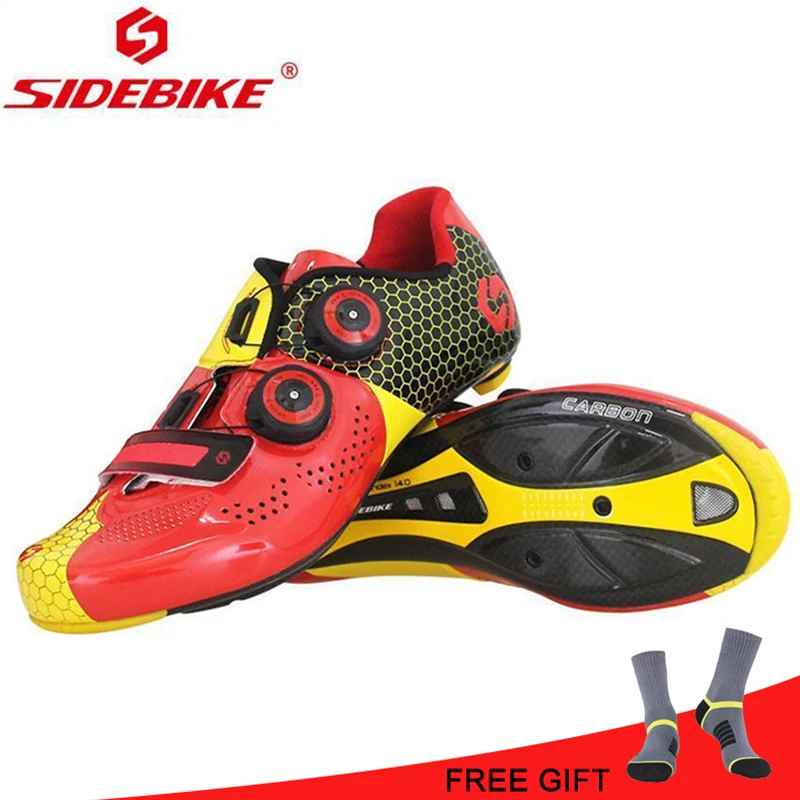 SIDEBIKE Carbon Road Cycling Shoes Men Women Ultralight Profession Riding Bike Shoes Sapatilha Ciclismo Sport Lock Bicycle Shoes