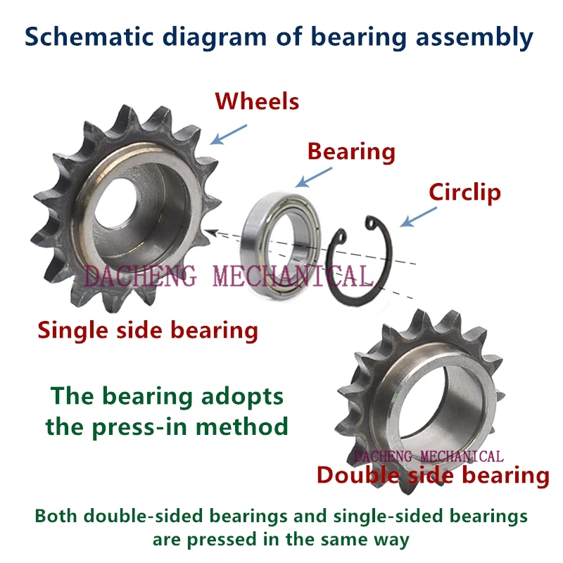 06B 3 points Double Single Bearing Idler Sprockets Drive Chain Sprocket Gear Wheel 12/13/14/15/16/18/20/21/25 Teeth with bearing