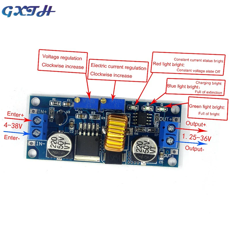 5A CV CC Step Down Power Module LED Drive Lithium Battery Charger 1.25-36V Adjustable