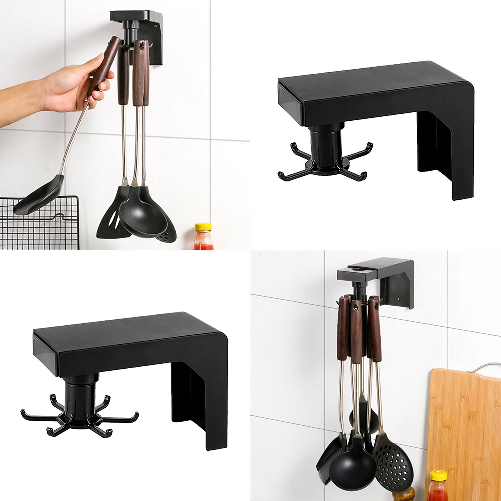 Estante de cocina sin perforaciones, estante de almacenamiento telescópico montado en la pared, con marco giratorio para el hogar, soporte para cuchillos