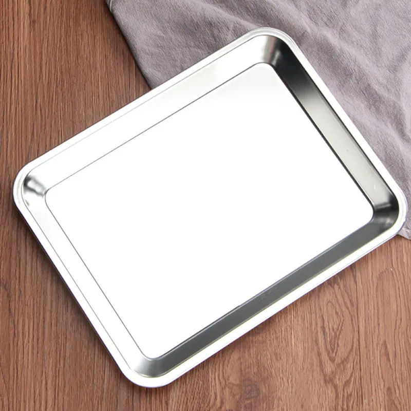 1PC Rectangular Stainless Steel Nonstick Cake Pan Bread Pizza Oven Baking Tray Shallow Bakeware Pastry Tools Kitchen Utensils