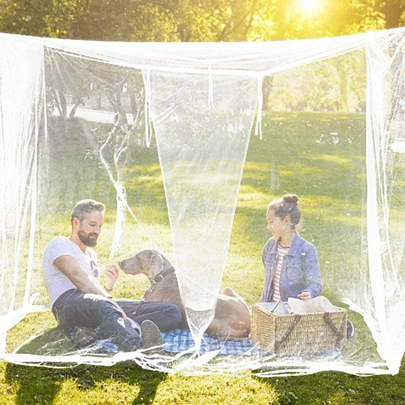 Bed Curtain White Camping Net Outdoor Tent Square Lightweight Sleeping Mosquito Net Foldable Night Hiking Summer Mesh 2*1*2m